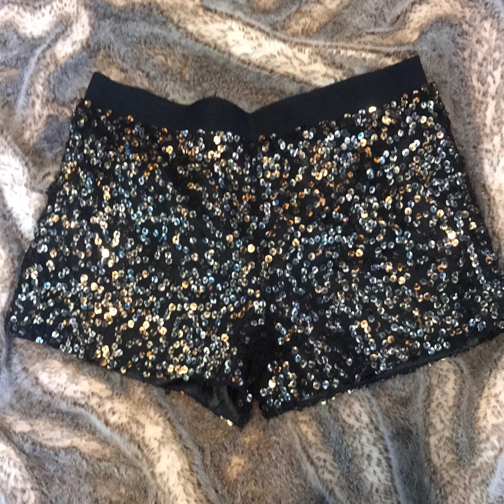 Black and Gold Sequin Shorts
